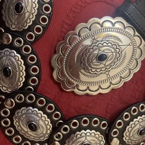 Tony Lama Black Leather Concho Belt